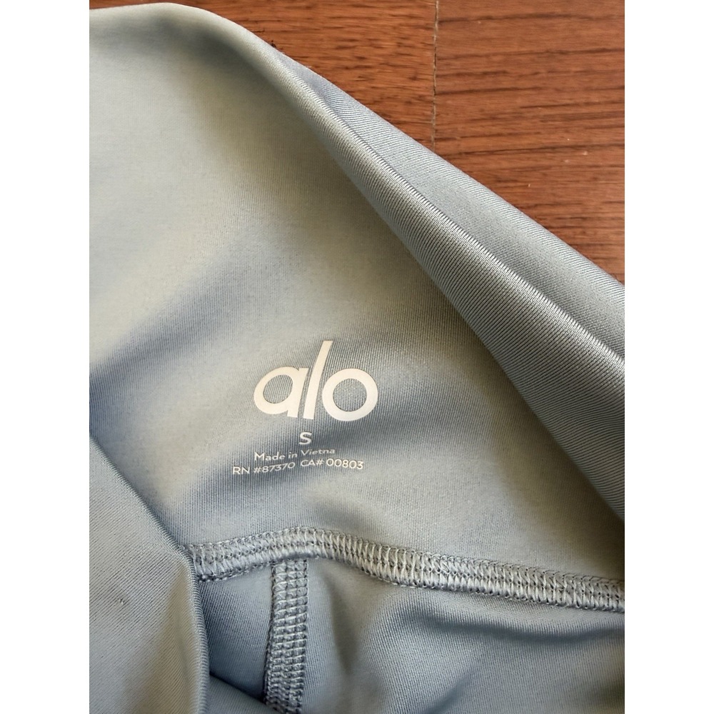 ALO Yoga High Waisted Flare Legging Light Blue Womens Small Ankle Snap - Picture 6 of 7